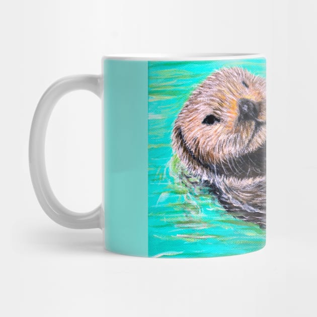 Fluffy Sea Otter Painting by ArtbyKirstenSneath